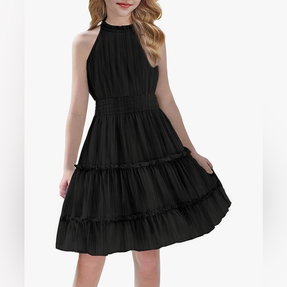 Arshiner Girls Halter Neck Sleeveless Dress - Picture 1 of 6